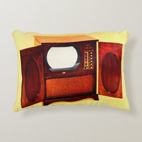 circa 1950 television set no 1 decorative pillow