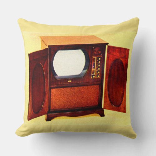 circa 1950 television set no 1 throw pillow