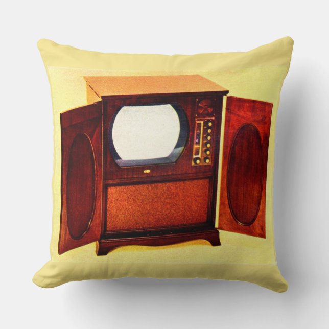 circa 1950 television set no. 1 throw pillow (Front)