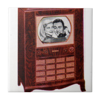 circa 1951 television set man and woman ceramic tile