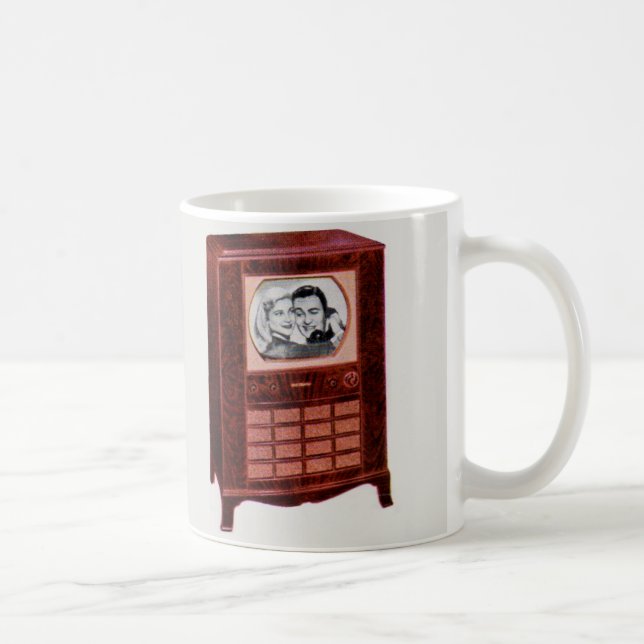 circa 1951 television set man and woman coffee mug (Right)