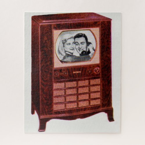 circa 1951 television set man and woman jigsaw puzzle