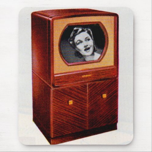 circa 1951 television set singing woman mouse pad