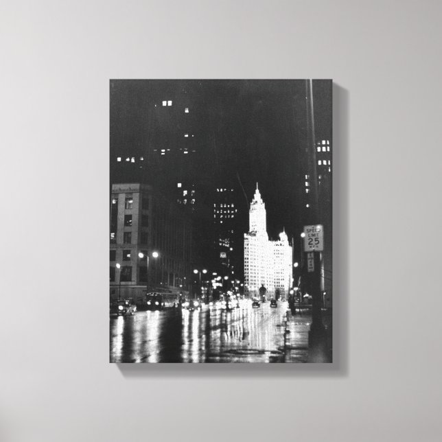 circa 1954:  A view down Michigan Avenue Canvas Print (Front)