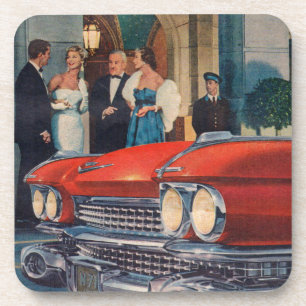 circa 1960 red Cadillac grille Beverage Coaster