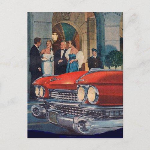 circa 1960 red Cadillac grille Postcard