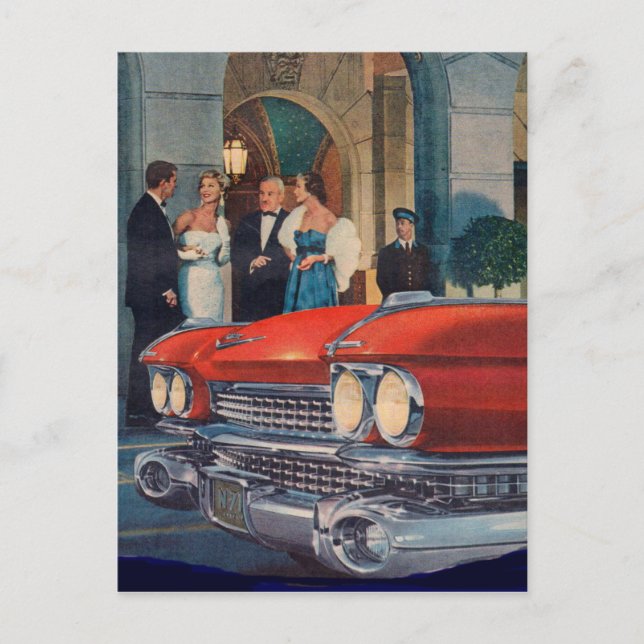 circa 1960 red Cadillac grille Postcard (Front)