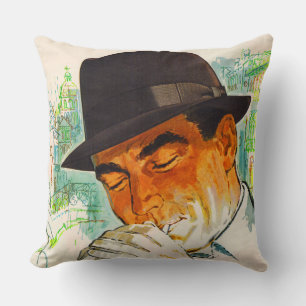 circa 1960 Stetson hat man Throw Pillow