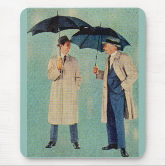 circa 1960 umbrella men mouse pad
