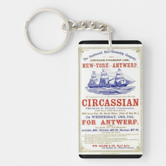 Circassian Clipper sailing ship 1866 Keychain (Front)