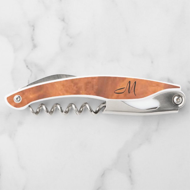 Circassian walnut burl wood look *Monogram*  Waiter's Corkscrew (Back)