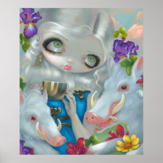 Circe and the Swine ART PRINT big eye fantasy
