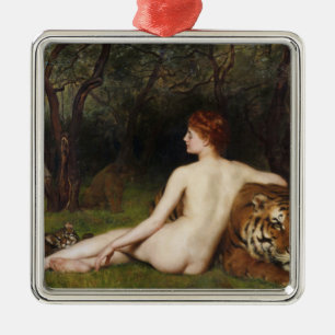 Circe (Goddess and Big Bad Cats) (by John Collier) Metal Ornament