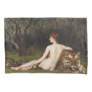Circe (Goddess With Wild Tiger) (by John Collier) Pillow Case