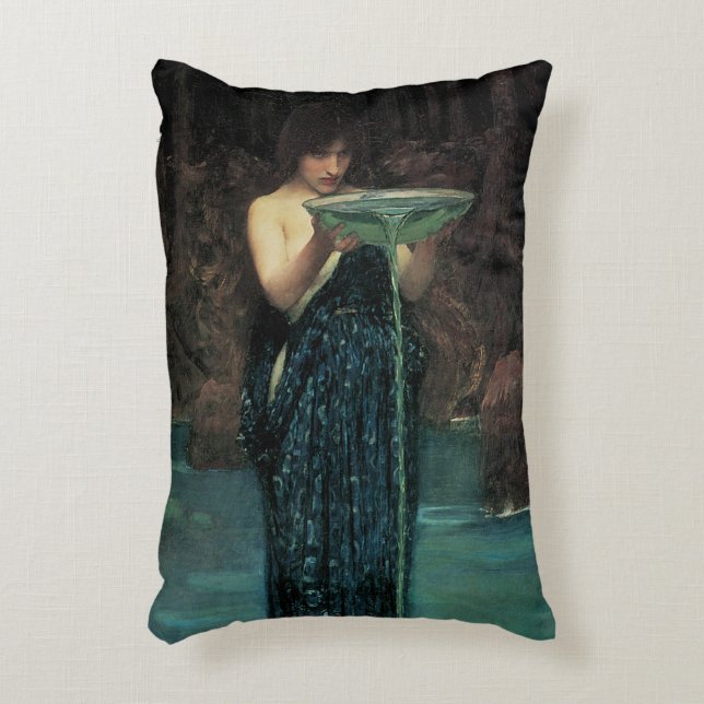 Circe Invidiosa by John William Waterhouse Decorative Pillow (Front(Vertical))