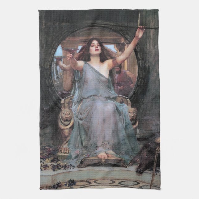 Circe Offering the Cup to Odysseus, Waterhouse Kitchen Towel (Vertical)
