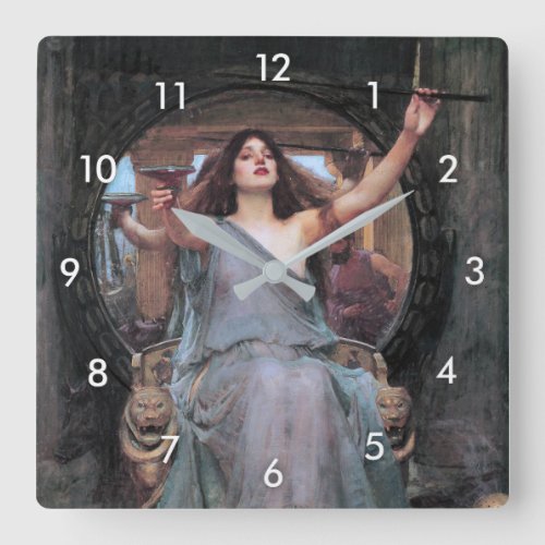 Circe Offering the Cup to Odysseus Waterhouse Square Wall Clock