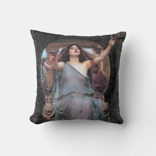 Circe Offering the Cup to Odysseus Waterhouse Throw Pillow