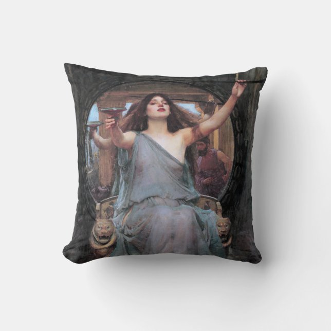 Circe Offering the Cup to Odysseus, Waterhouse Throw Pillow (Front)