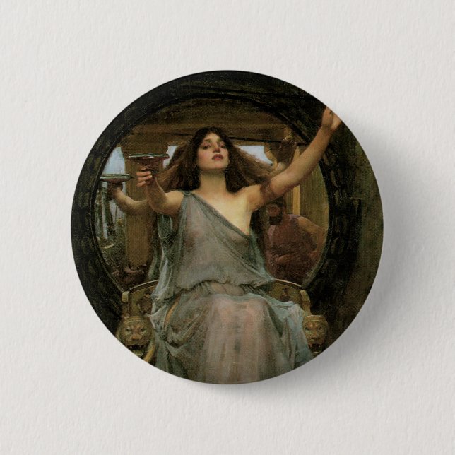 Circe Offering the Cup to Ulysses by JW Waterhouse Button (Front)