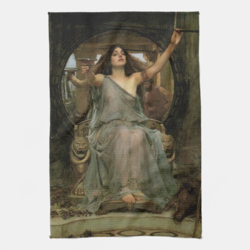 Circe Offering the Cup to Ulysses by JW Waterhouse Kitchen Towel