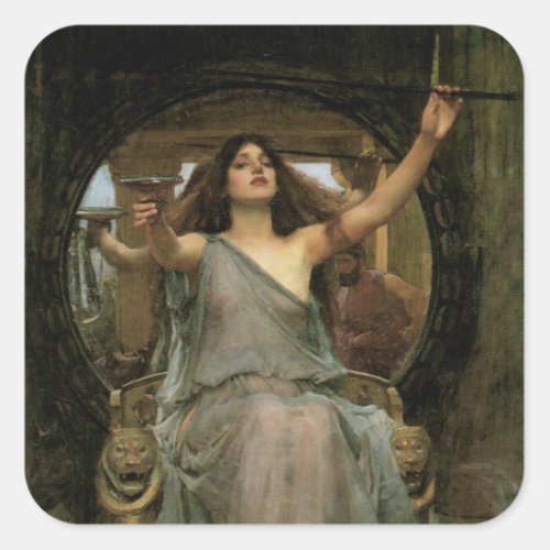 Circe Offering the Cup to Ulysses by JW Waterhouse Square Sticker