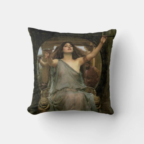 Circe Offering the Cup to Ulysses by JW Waterhouse Throw Pillow