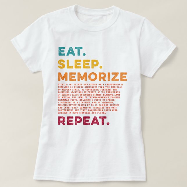 Circle 2 Homeschool Eat Sleep Memorize Repeat T-Shirt (Design Front)