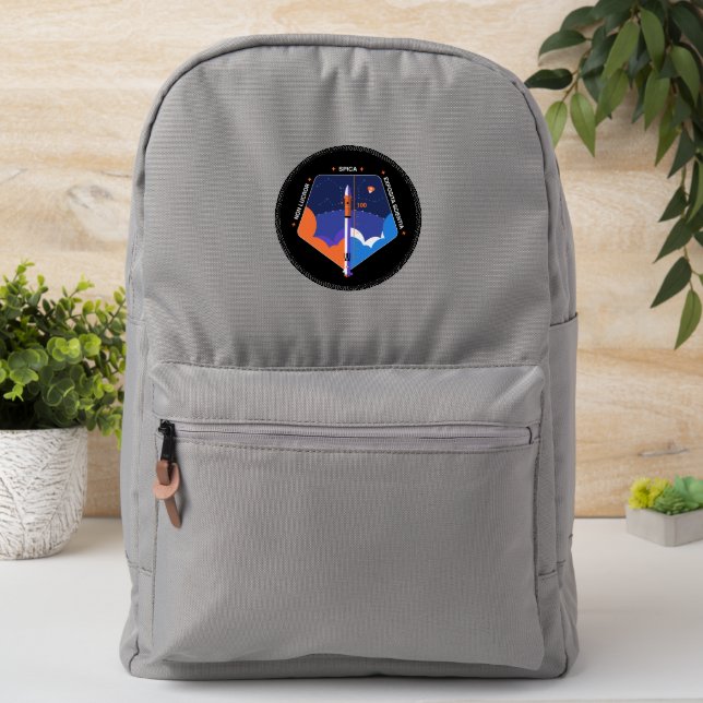 Circle 3" Circle, White Stitching, Iron-On Patch (On Backpack)