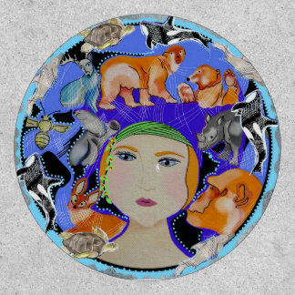Circle 3" Circle, White Stitching, Iron-On  Patch