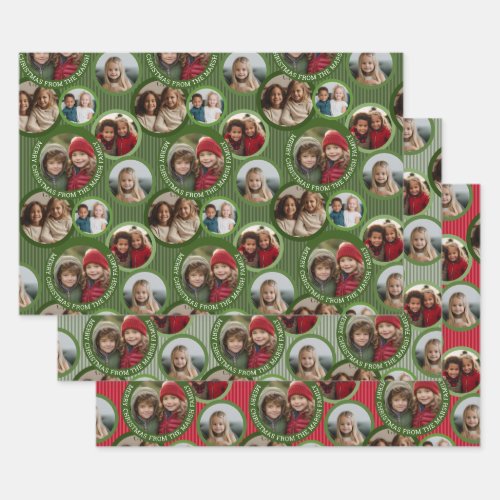 Circle 5 Photo _ Merry Christmas Green and Red Wrapping Paper Sheets