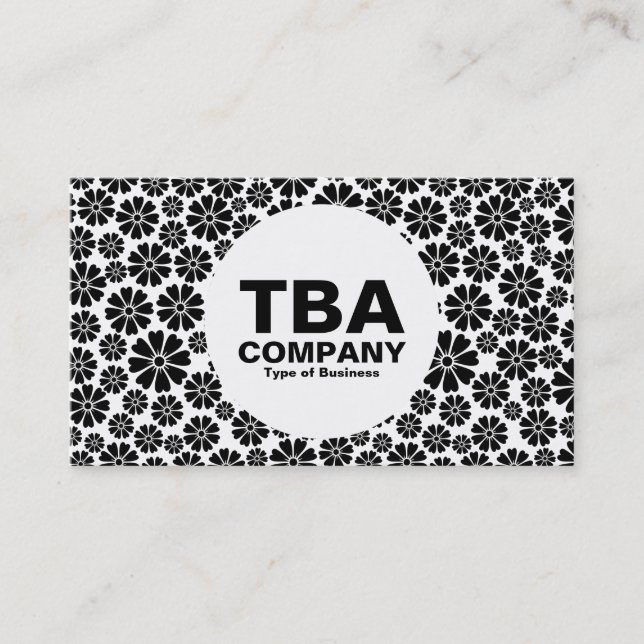 Circle - 8 Petals - Black on White Business Card (Front)