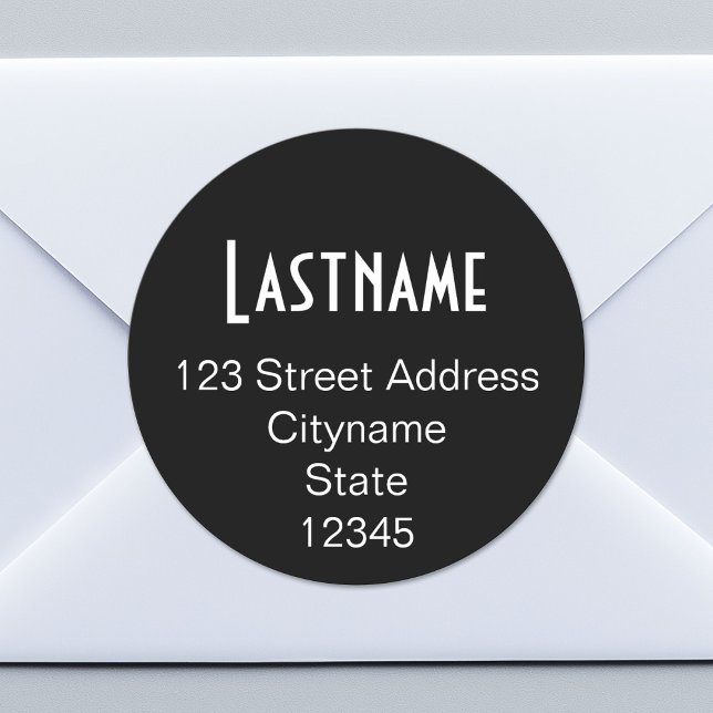Circle Address Sticker Template - black (Custom Return Address Sticker)