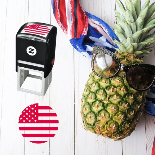 Circle American Flag Rubber Stamp