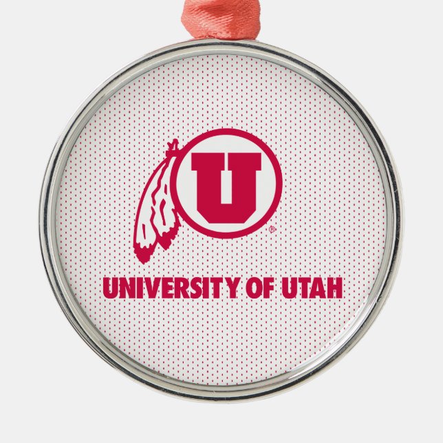 Circle and Feathers University of Utah Metal Ornament (Front)