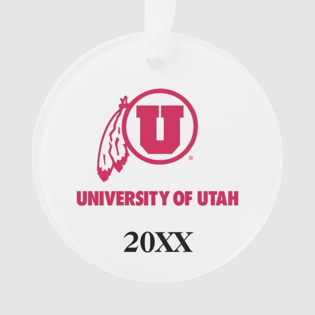 Circle and Feathers University of Utah Ornament (Front)