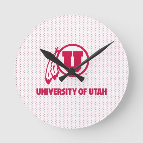 Circle and Feathers University of Utah Round Clock