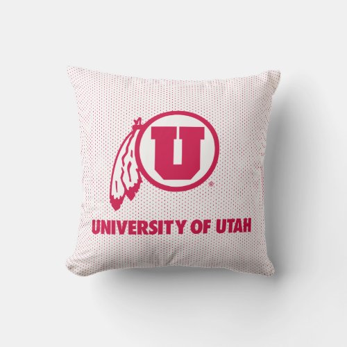 Circle and Feathers University of Utah Throw Pillow