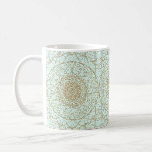 Circle and lines beige shape ligth blue back coffe coffee mug