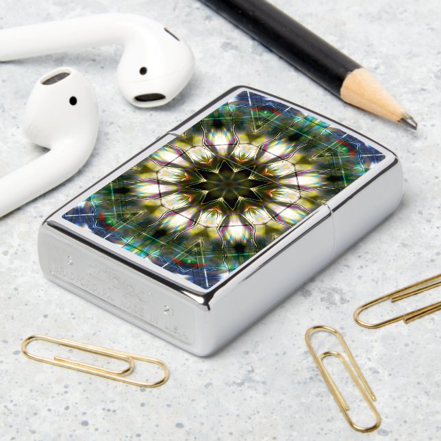Circle and star kaleidoscope in acrylic style  zippo lighter (On Table 2)