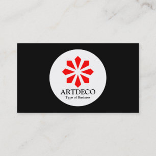 Circle - Art Deco - Red and Black Business Card
