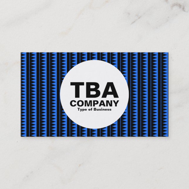 Circle - Aztec Pattern - Black on Blue (1f75fe) Business Card (Front)