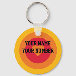 Circle Ball Keychain ID Tag YOUR NAME & Number