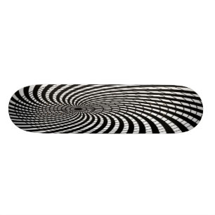 circle black and white skateboard deck