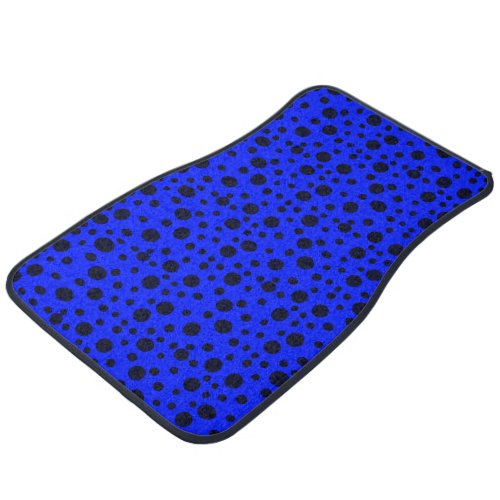 Circle black Pattern Design on Blue Background   Car Floor Mat