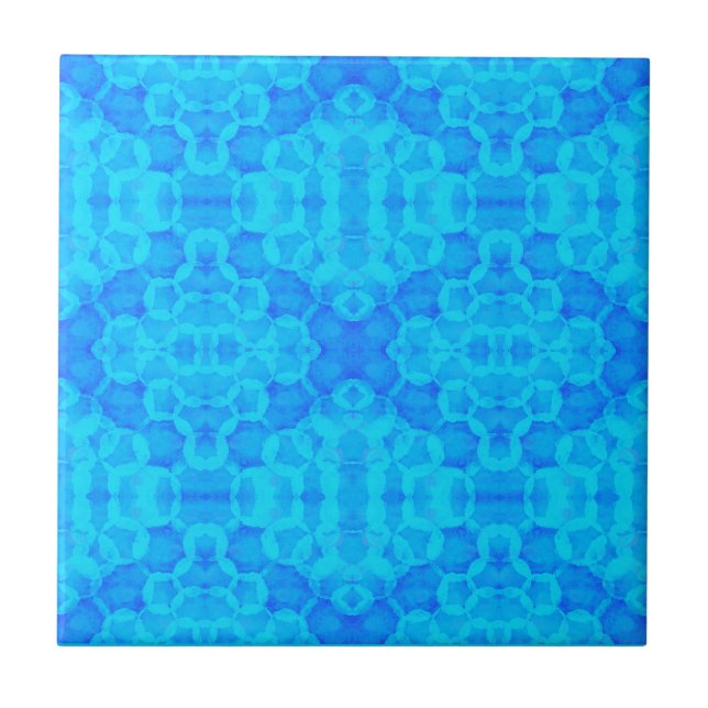 Circle Blobs Ocean Blue Water Tones Ceramic Tile (Front)