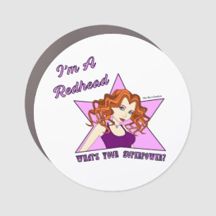 Circle Car Magnet - Redhead Superpower