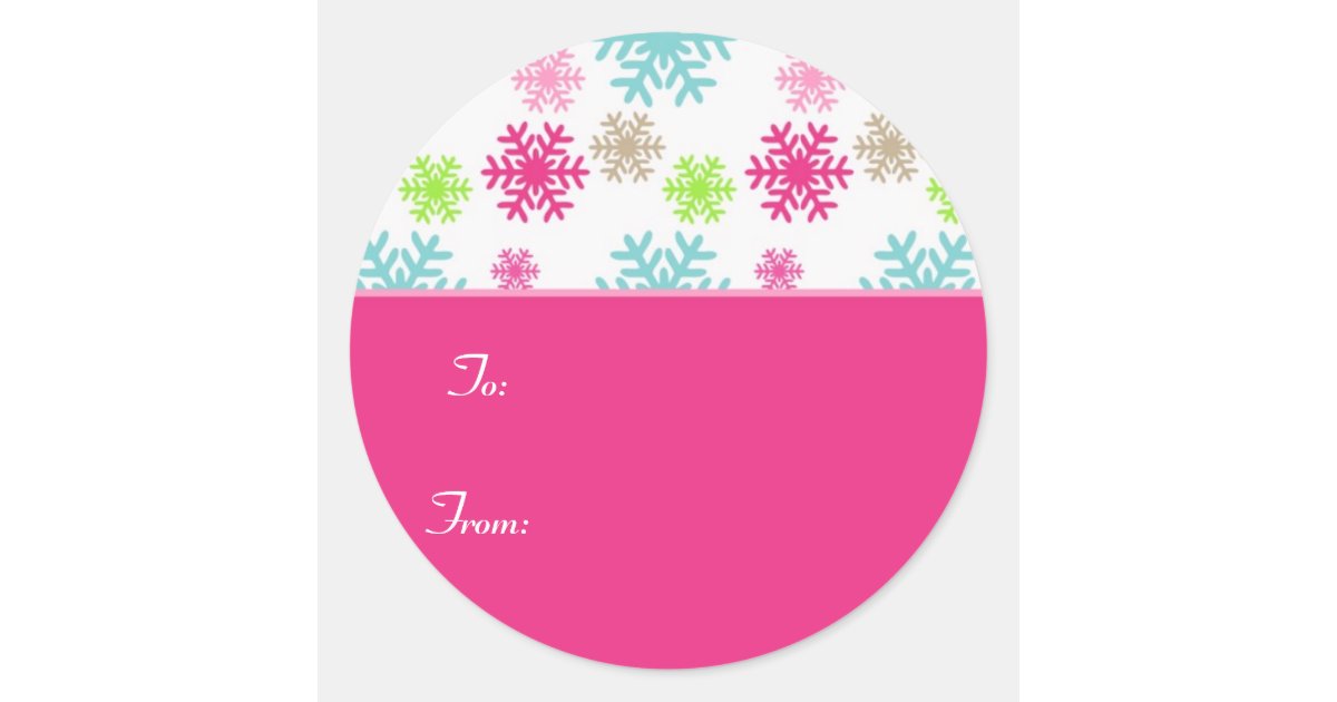 Circle Christmas Gift Tag Sticker Labels//Pink | Zazzle