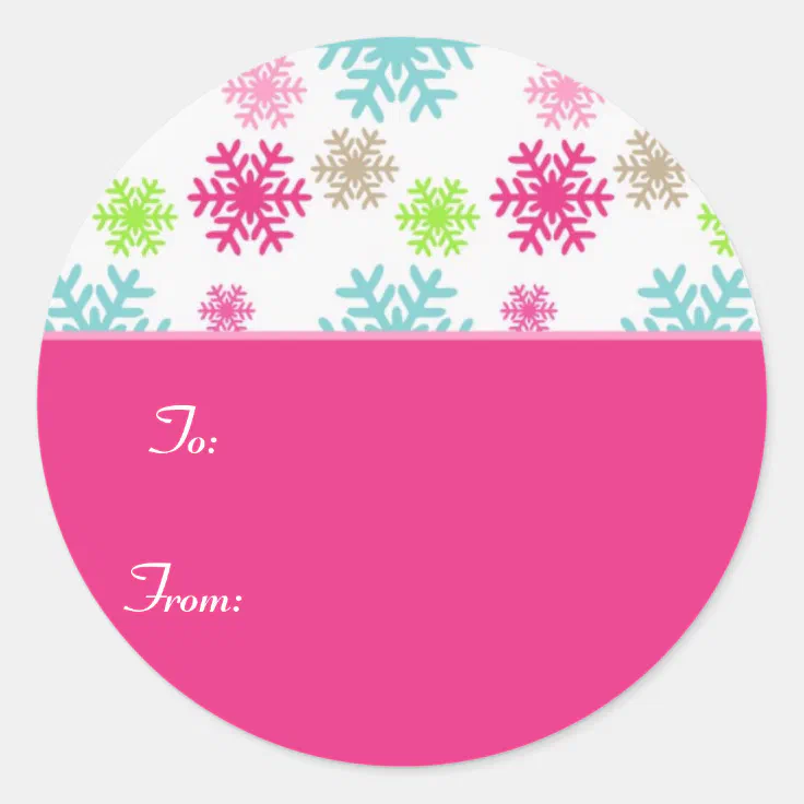 Circle Christmas Gift Tag Sticker Labels//Pink | Zazzle