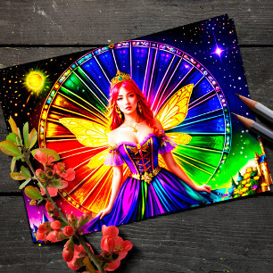 Circle Colorful Fairy Time Magical Diadem Art Postcard